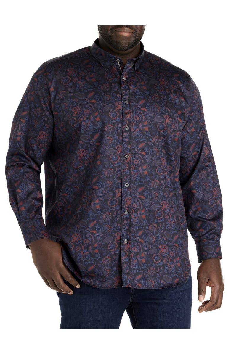 Robert Graham Big & Tall Andson Sport Shirt, Alternate, color, Navy