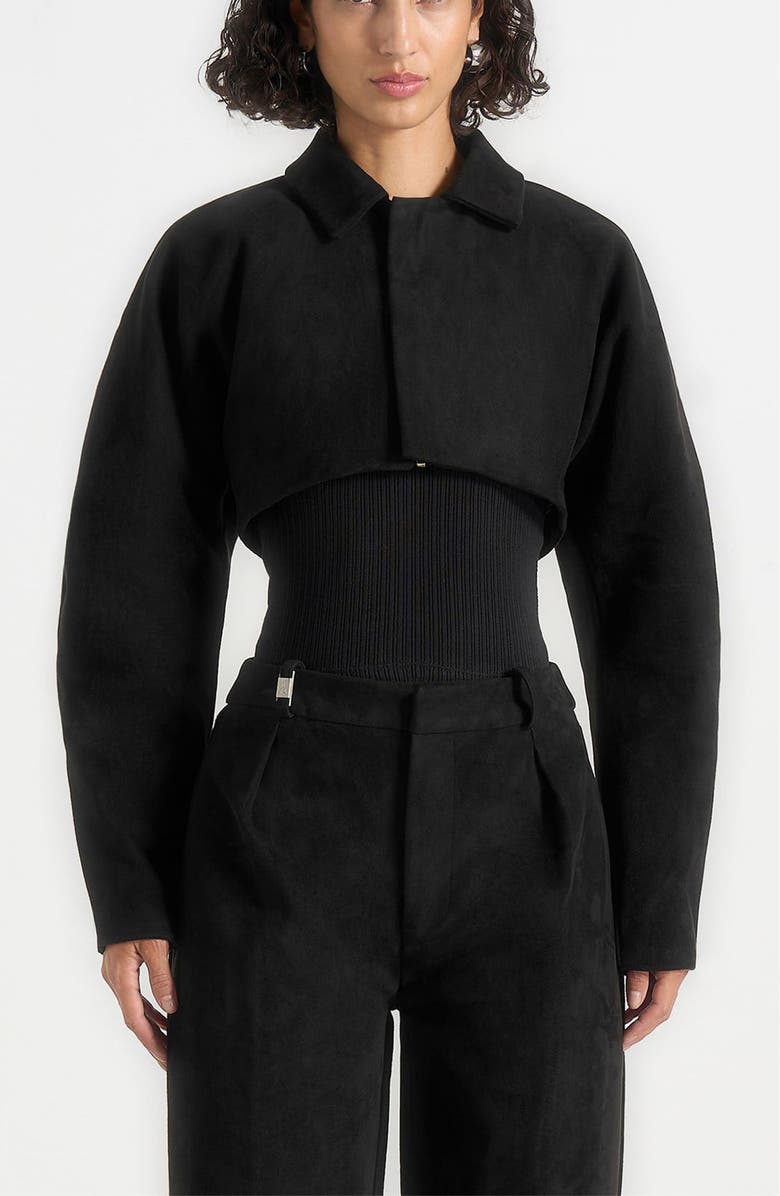 Manière De Voir Elya Suede Super Cropped Jacket, Alternate, color, Black