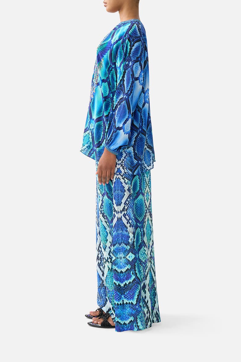 Lace Up Blouse, Alternate, color, The Sapphire Serpent