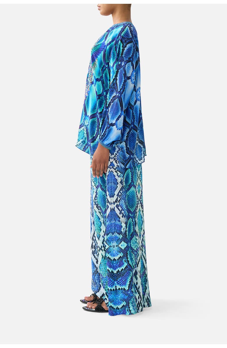 Camilla Lace Up Blouse, Alternate, color, The Sapphire Serpent