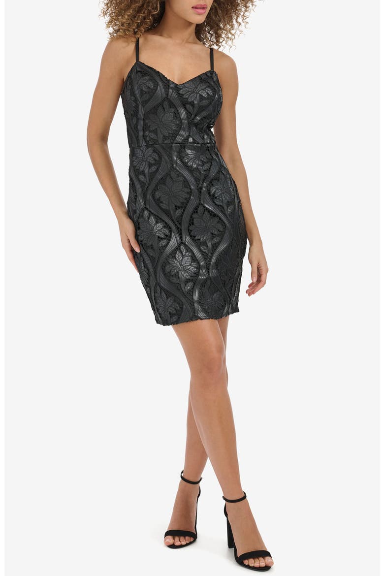 Embroidered Lace Minidress, Main, color, BLACK