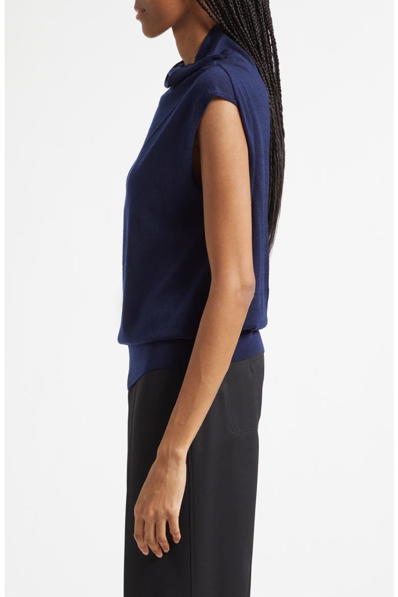 Honey Cowl Neck Sleeveless Wool Sweater, Alternate, color, NAVY