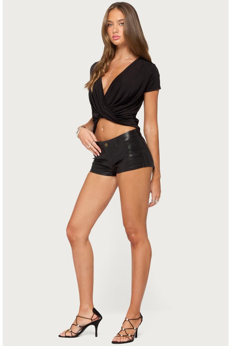 Addie Deep V Twist Front Top, Alternate, color, BLACK