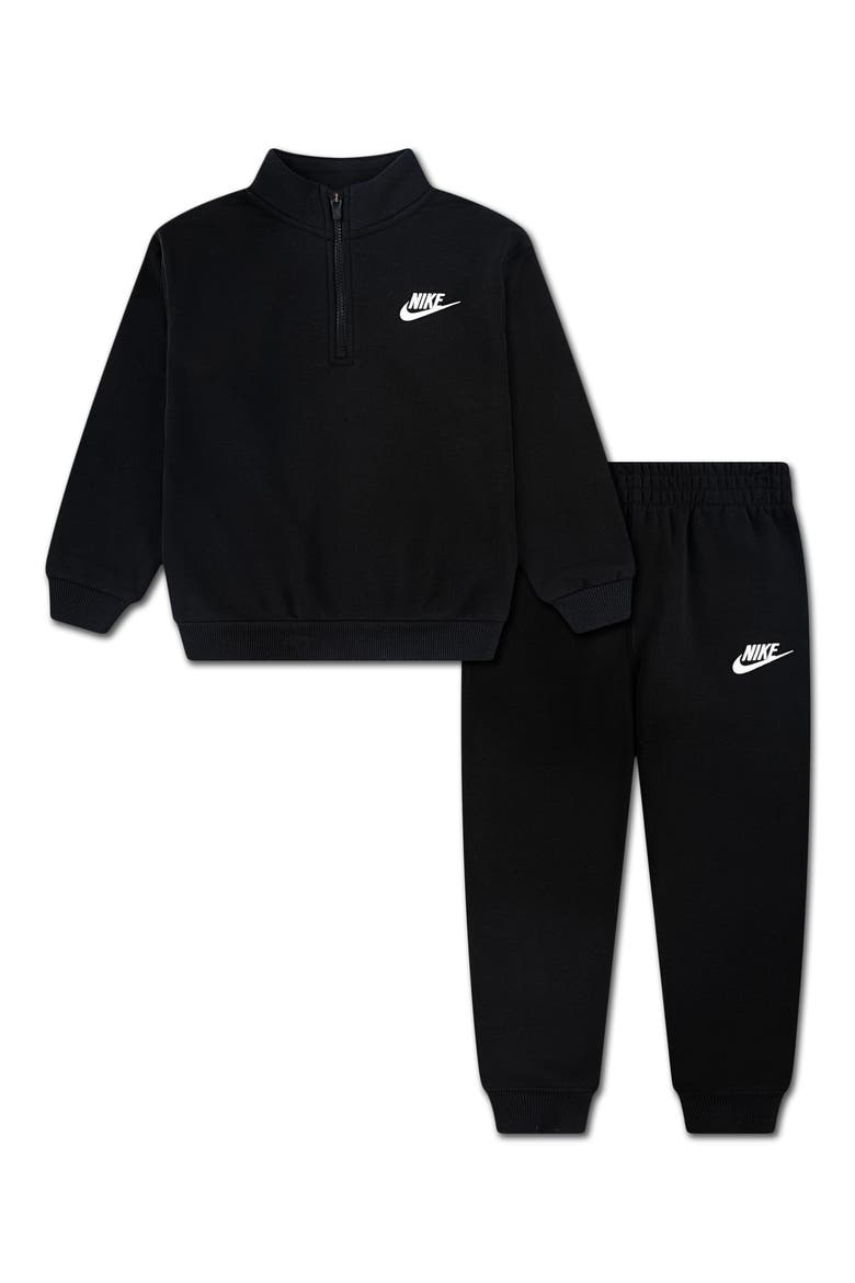 Kids' Club Quarter Zip Fleece Set, Main, color, BLACK