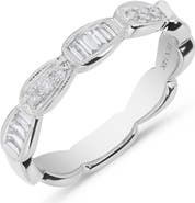 Ancona Fine Jewelry Serpent Scale Baguette Diamond Stack Ring in 14K White Gold