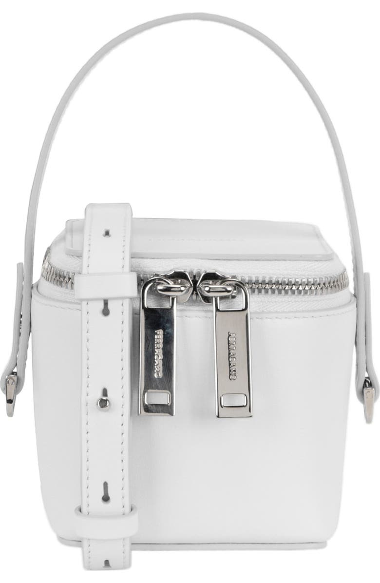 FERRAGAMO Cube Leather Bucket Bag, Main, color, White