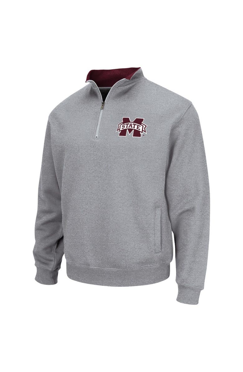 COLOSSEUM Men's Colosseum Heathered Gray Mississippi State Bulldogs Tortugas Team Logo Quarter-Zip Jacket, Alternate, color, Heather Gray