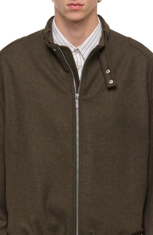 Helmut Lang Wool Blend Bomber Jacket In Brown