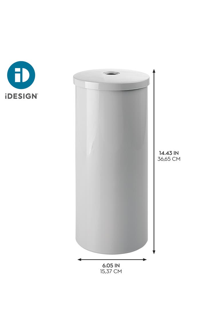 Freestanding Toilet Paper Canister with Lid for 3 Extra Rolls, Gray, Made in USA, Alternate, color, Gray