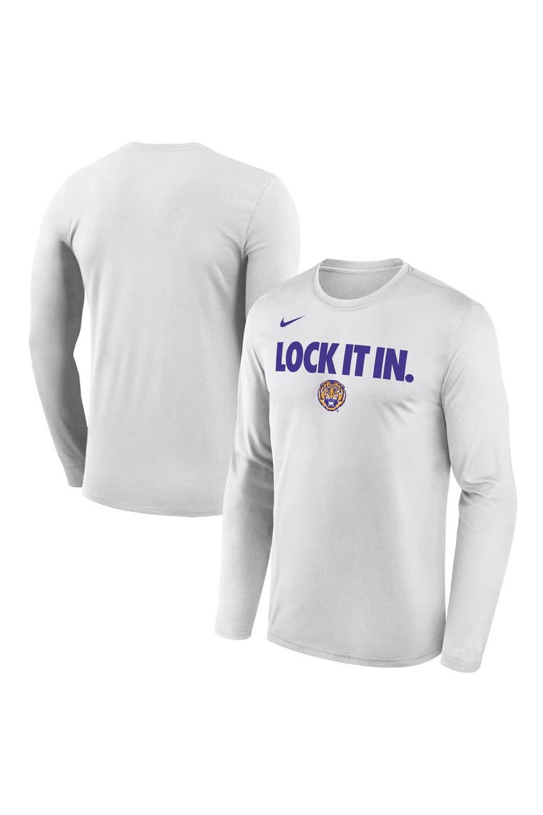 Men's Nike  White LSU Tigers 2026 On-Court Bench Long Sleeve T-Shirt, Main, color, White