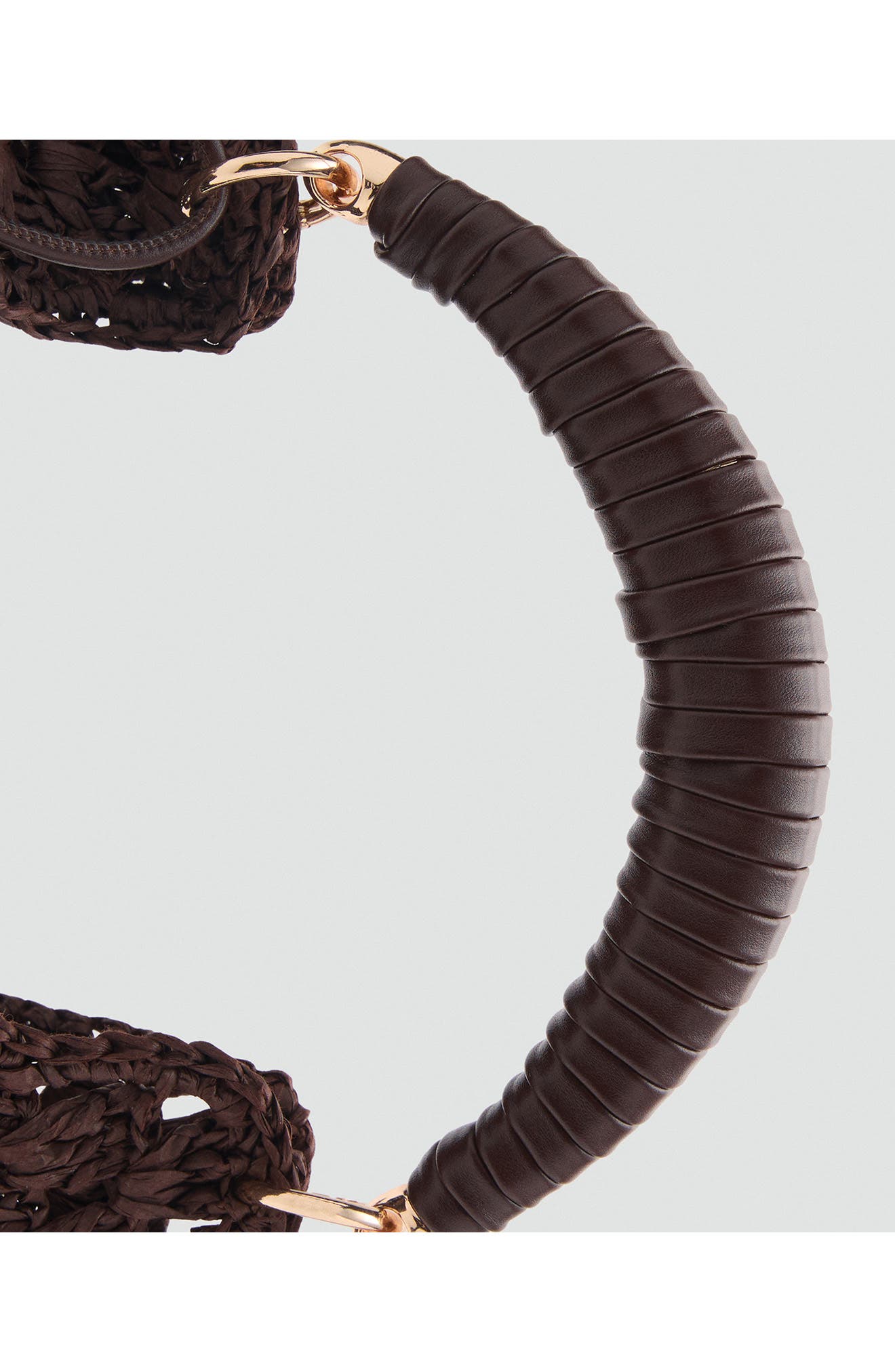 MANGO Flower Charm Knit Straw Tote, Alternate, color, Chocolate