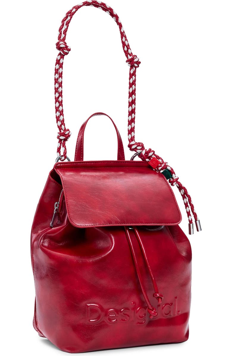 Desigual Mini Logo Embossed Convertible Faux Leather Backpack, Alternate, color,