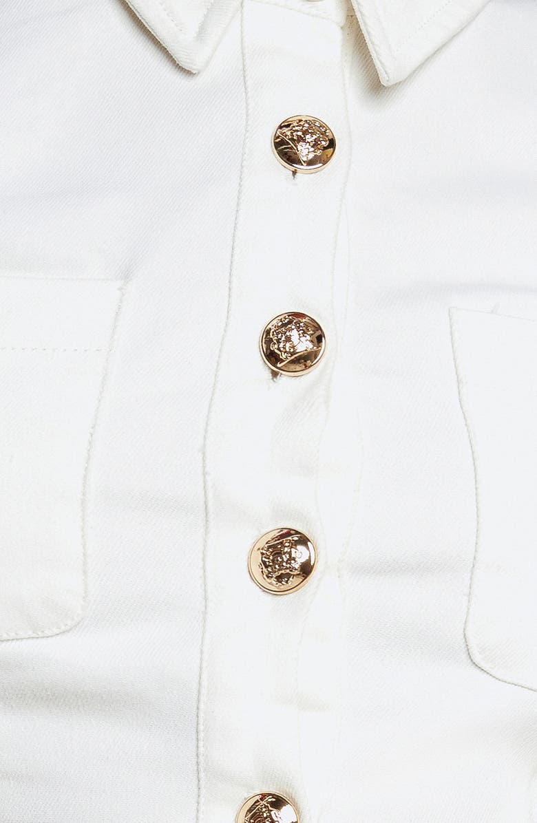 FLYING TOMATO Sleeveless Denim Minidress, Alternate, color, White