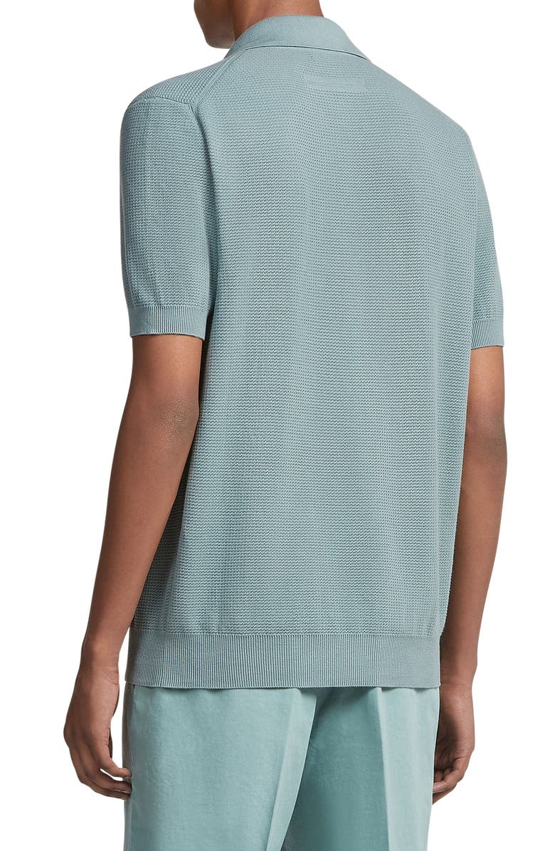 ZEGNA Waffle Stitch Premium Cotton Polo Sweater, Alternate, color,