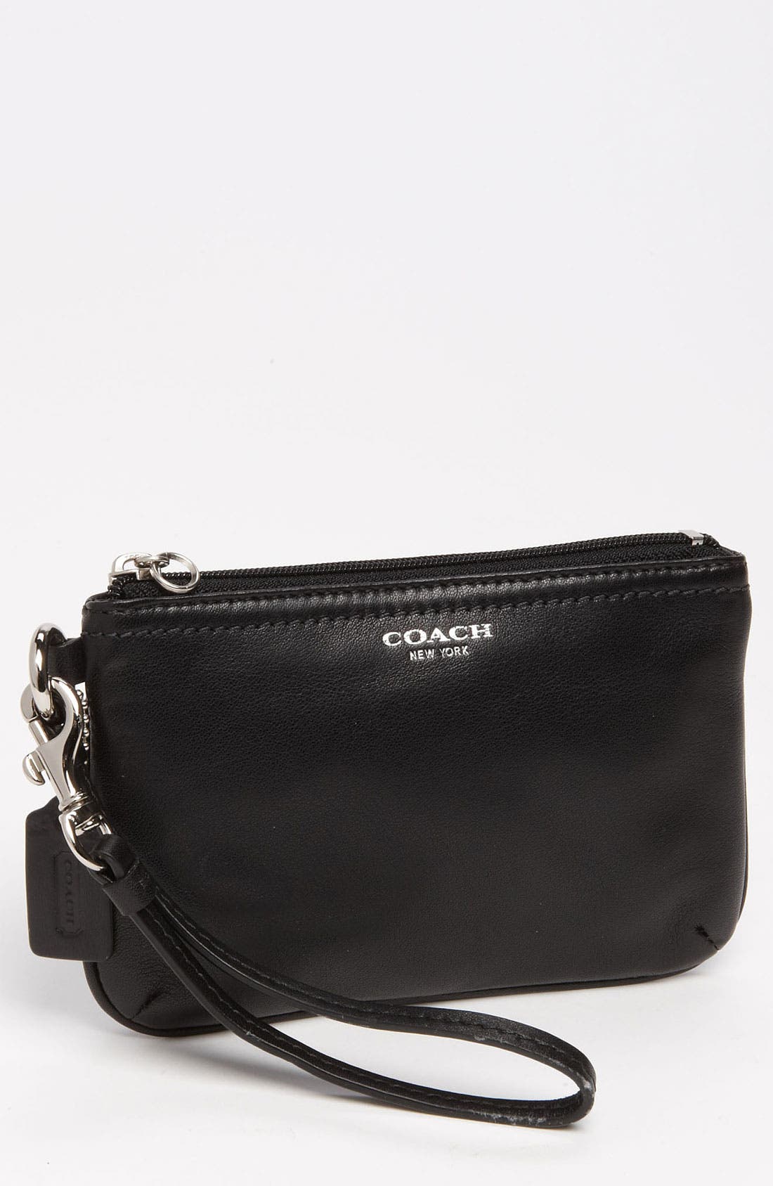 'Legacy - Small' Leather Wristlet, Main, color, SILVER/ BLACK