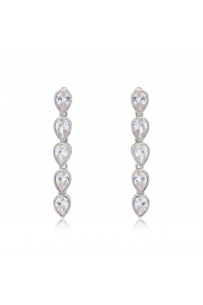 CZ Pear Bezel Dangle Earrings, Alternate, color, Sterling Silver