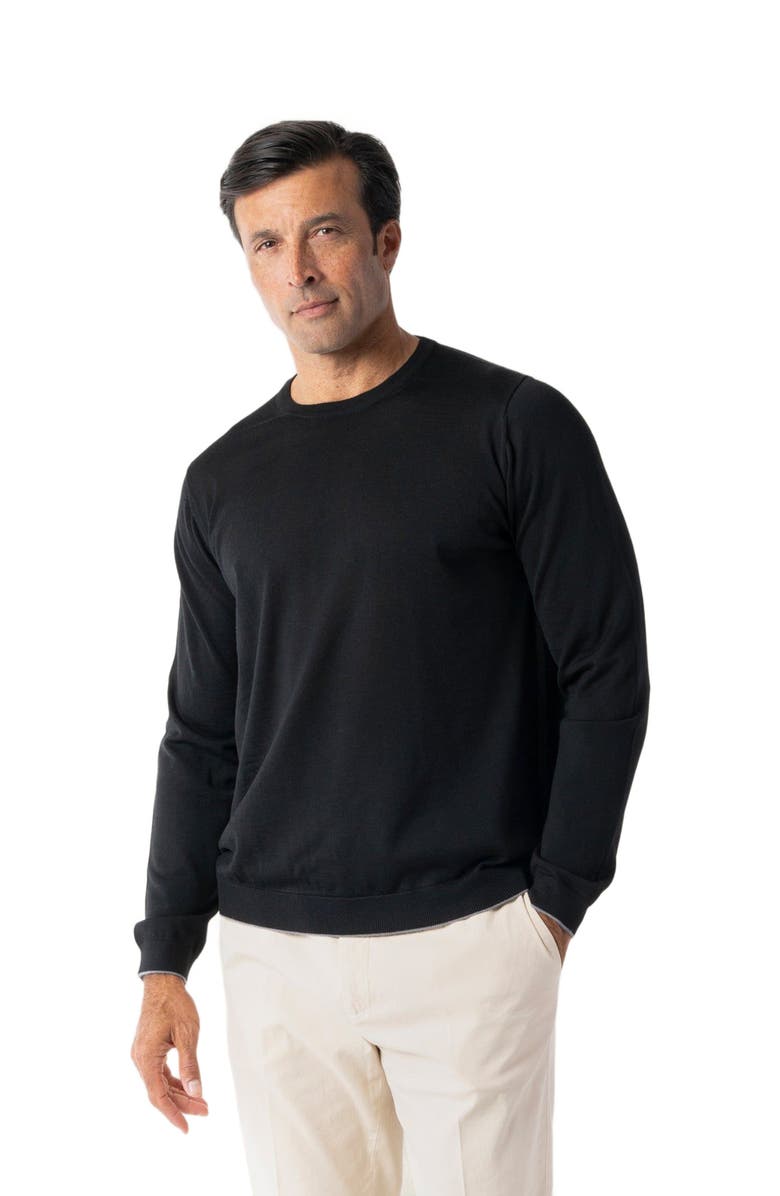 Robert Talbott Keaton Crewneck Sweater, Alternate, color, Black With Gray Tipping