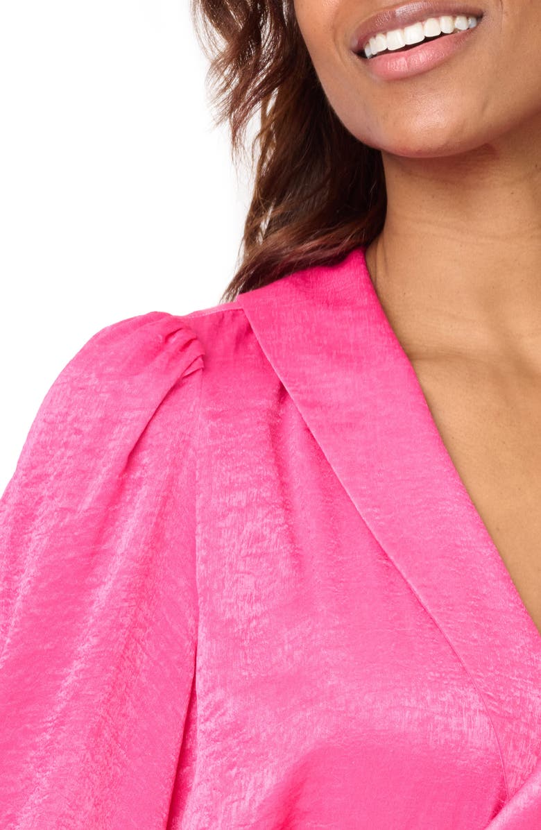 GIBSONLOOK Long Sleeve Satin Wrap Dress, Alternate, color, 