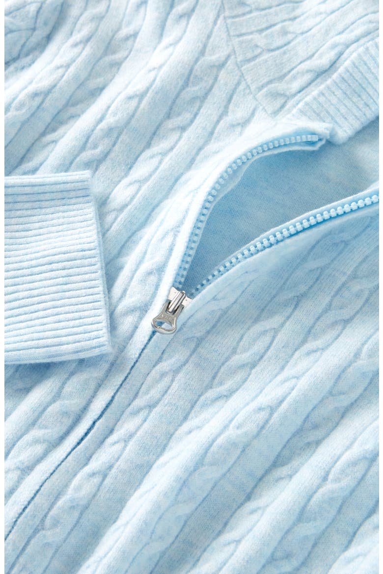 Cable Knit Zip Front Hoodie, Alternate, color, BLUE DIAMOND
