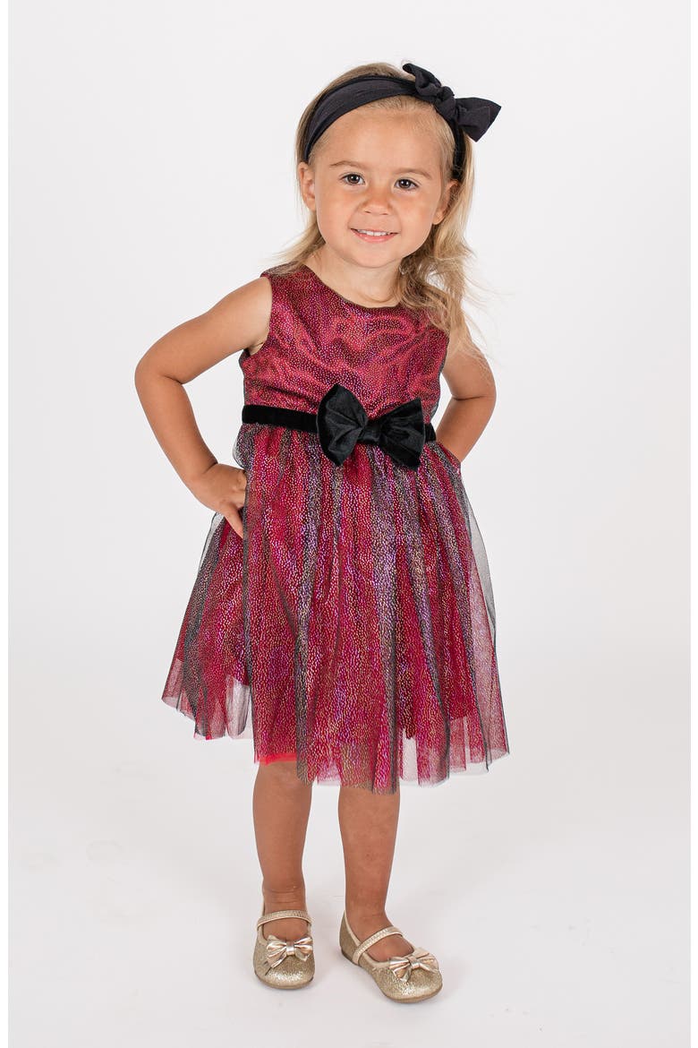 Velvet Bow Tulle Dress, Main, color, BURGUNDY