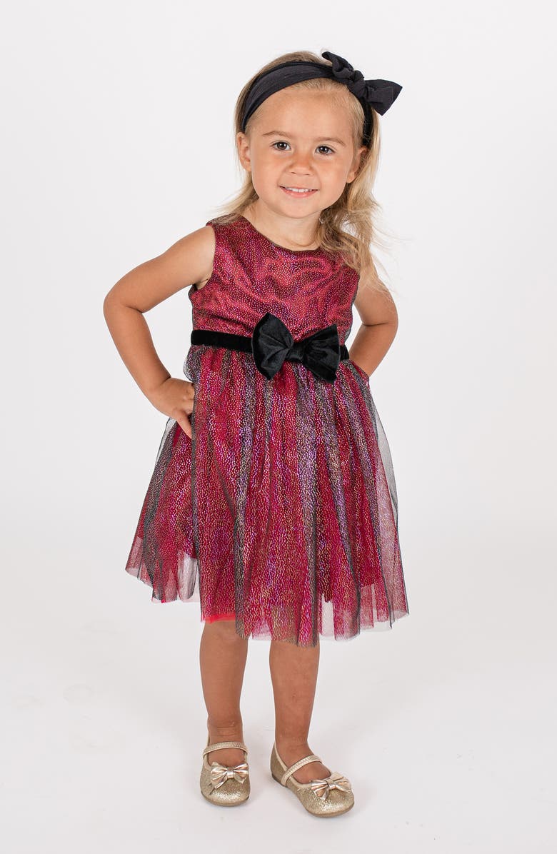 Popatu Velvet Bow Tulle Dress, Main, color, Burgundy