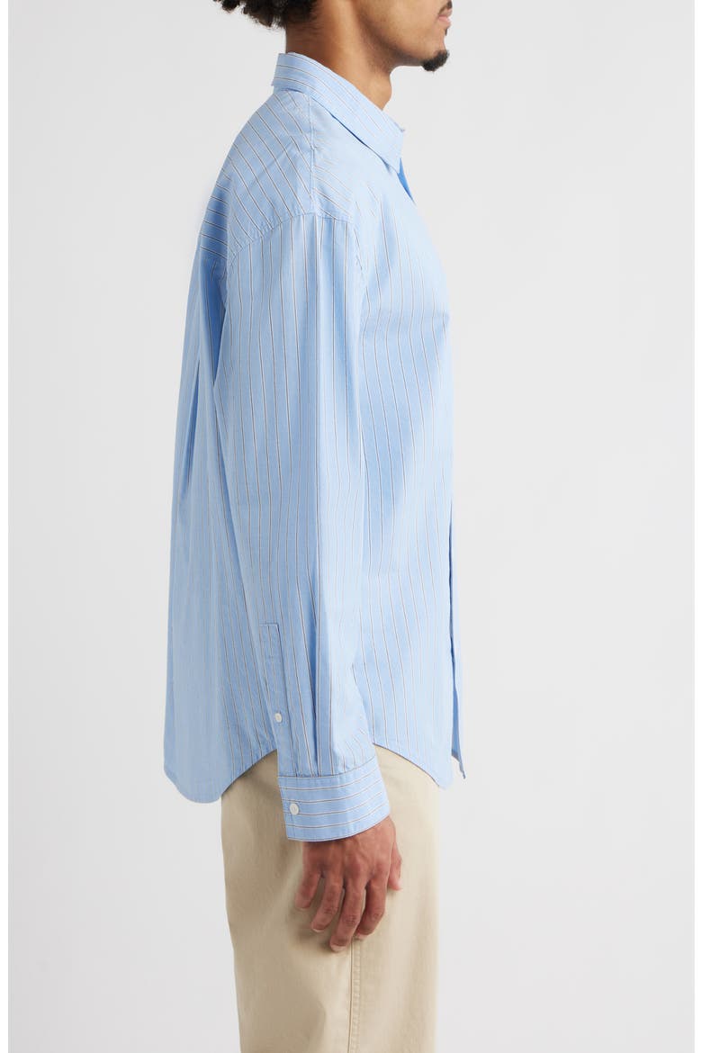 Oversize Cotton Button-Up Shirt, Alternate, color, BLUE DUAL STRIPE