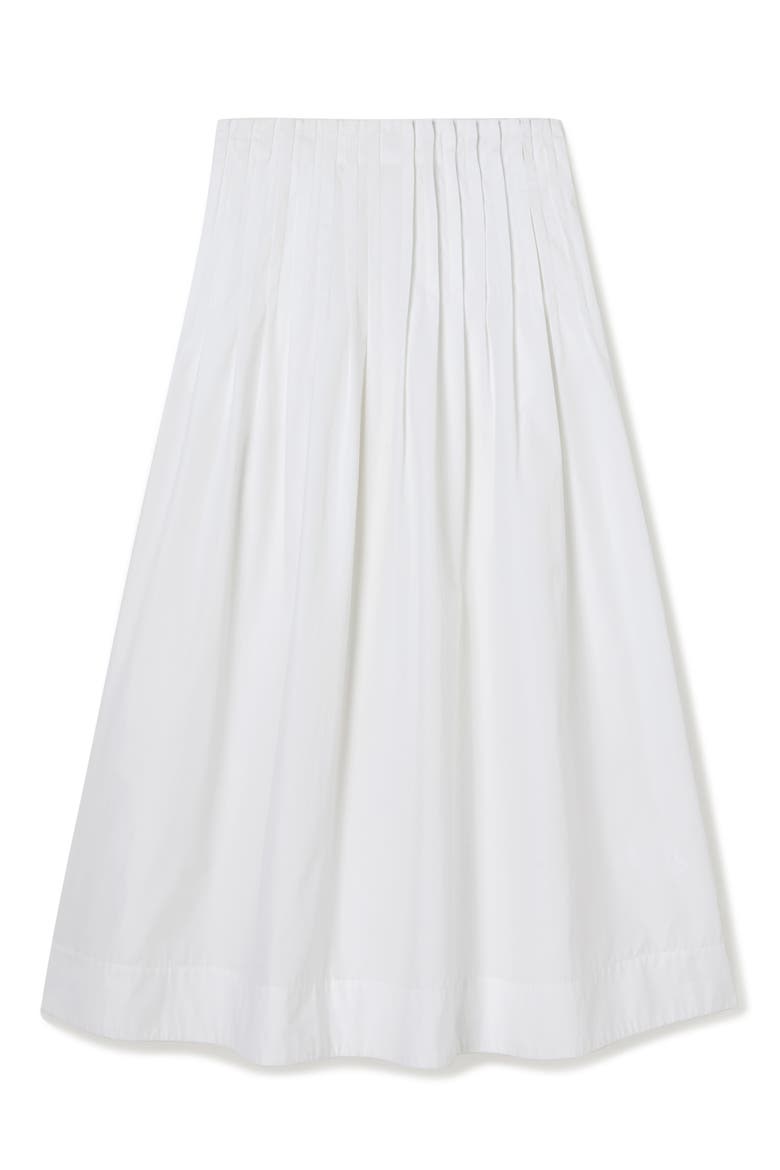Pleated Cotton Poplin A-Line Skirt, Alternate, color, OPTIC WHITE