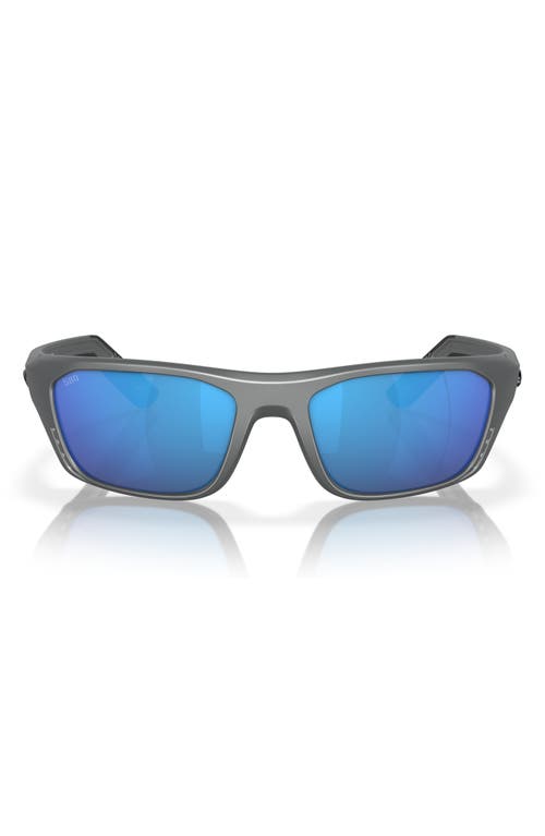 Costa Del Mar 57mm Polarized Rectangular Sunglasses in Matte Gray/Blue Mirror 580G  product