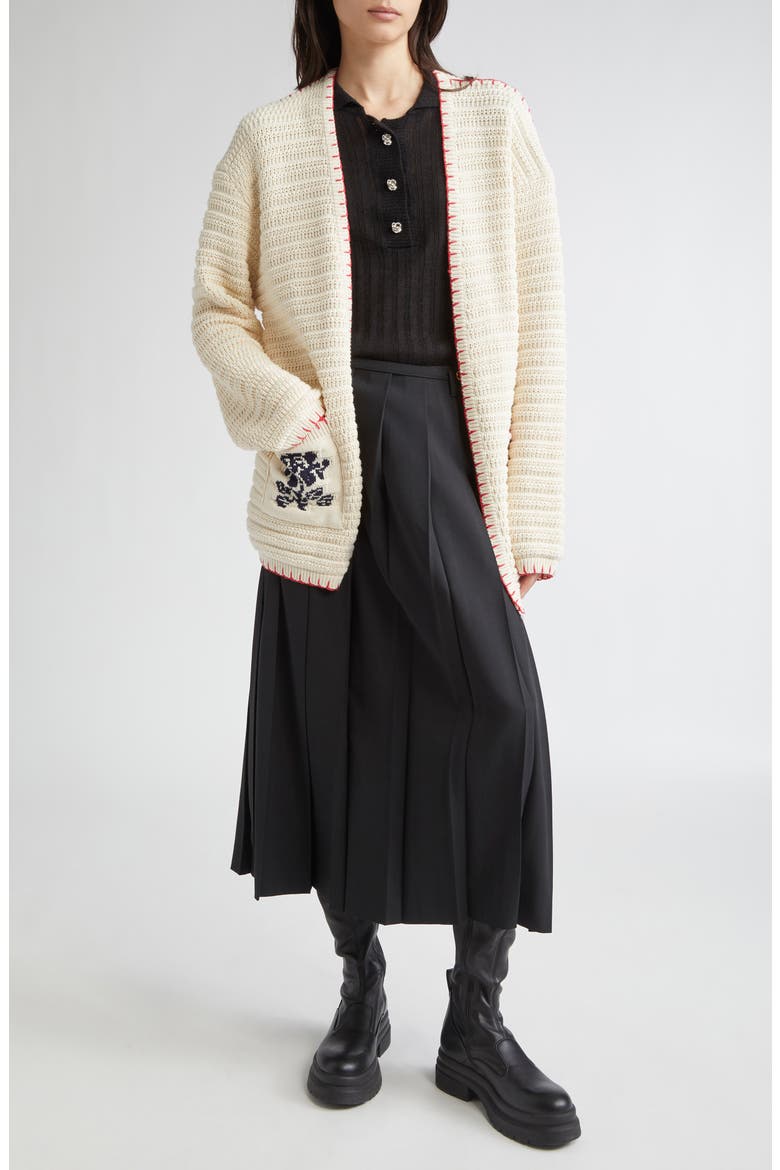 Pleated Long Skirt, Alternate, color, BLACK