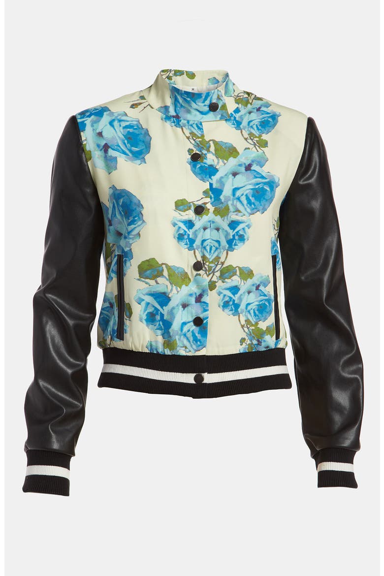 'Turning Rose' Letterman Jacket, Main, color, TURNING ROSE