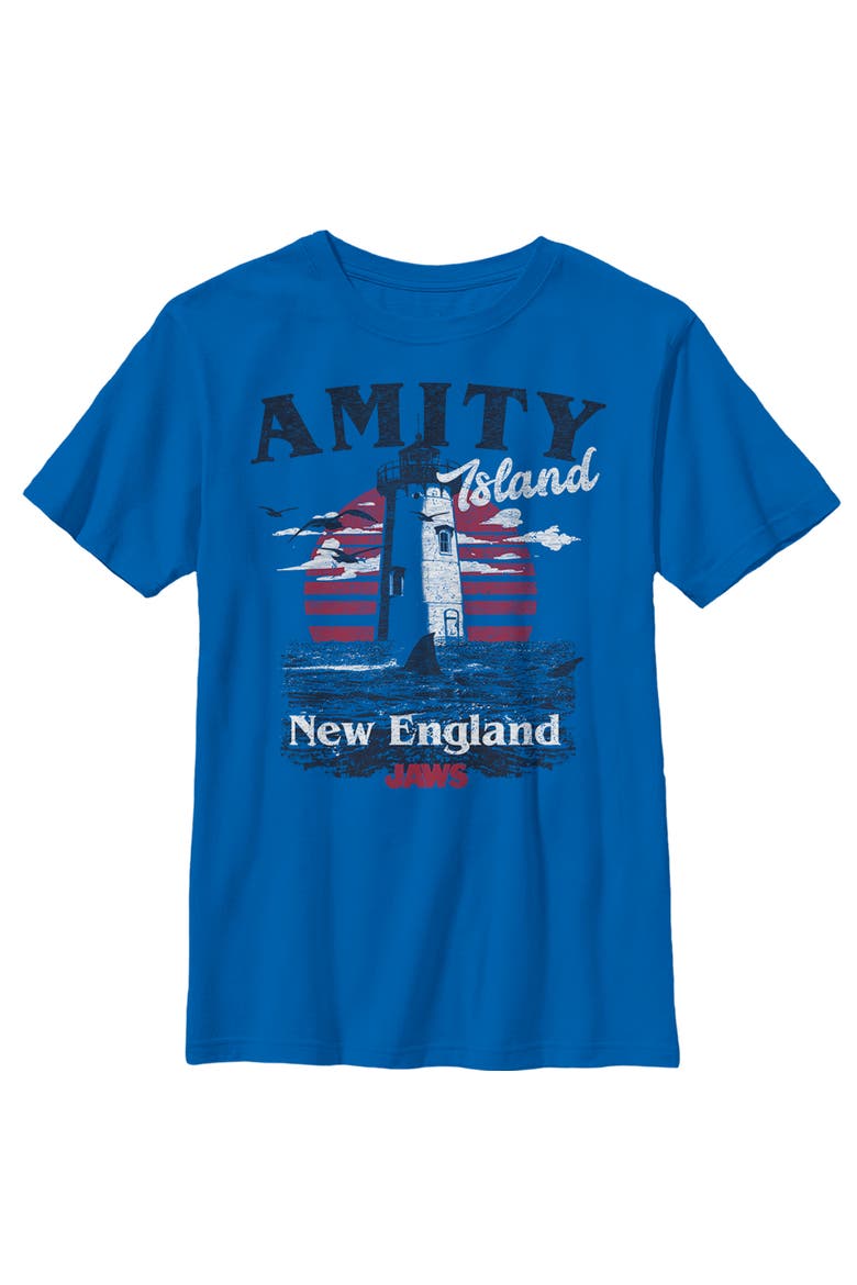 Boy's Jaws Amity Island Tourist Lighthouse Graphic T-Shirt, Main, color, Royal Blue