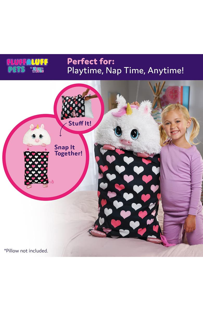 Happy Nappers FluffALuff Unicorn Plush & Pillowcase 2 In 1 Soft Toy Cover, Alternate, color, Multicolored