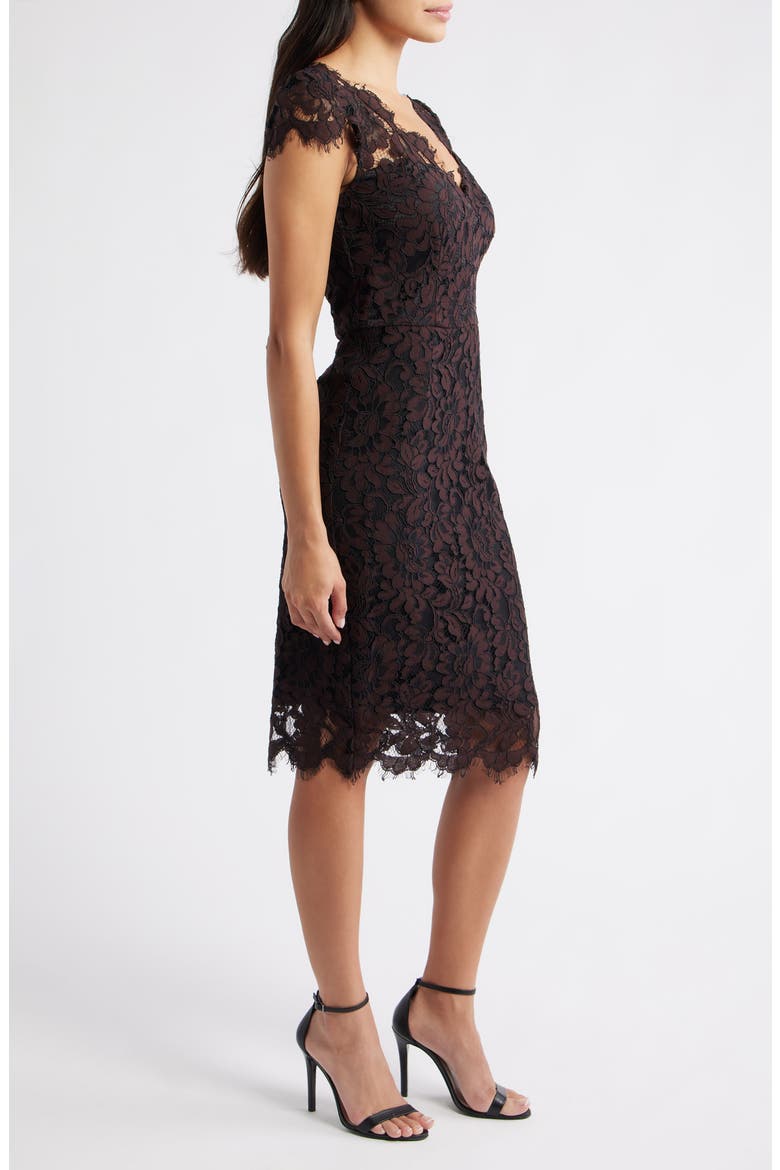eliza j sleeveless lace sheath dress Eliza J Floral Lace Sleeveless Sheath Dress - Ivory Beig
