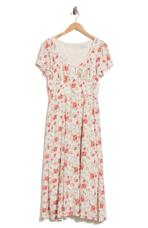 Floral Sweetheart Neck Midi Dress