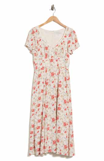 Floral Sweetheart Neck Midi Dress
