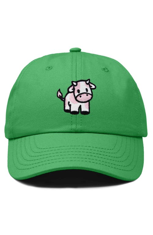 Dalix Strawberry Cow Embroidered Cap In Kelly Green