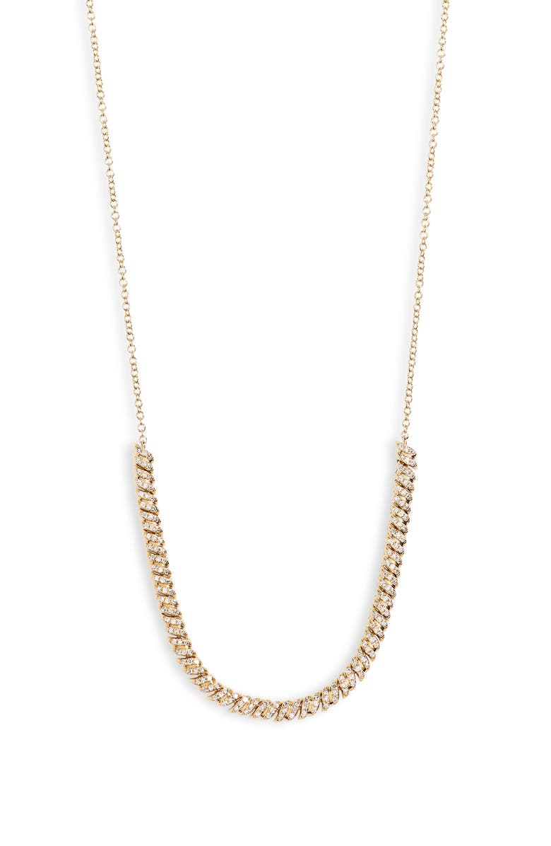 EF Collection Diamond Twist Frontal Necklace, Main, color, Yellow Gold