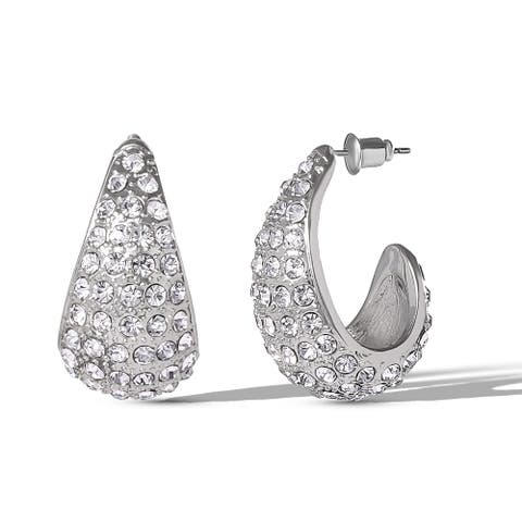 Pave Teardrop Clip-On Earrings