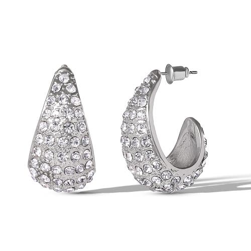 Jessica Simpson Pave Teardrop Clip-on Earrings In Metallic