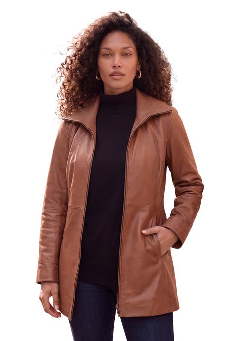 Plus Size A Line Leather Jacket