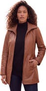 Roaman's Plus Size A Line Leather Jacket
