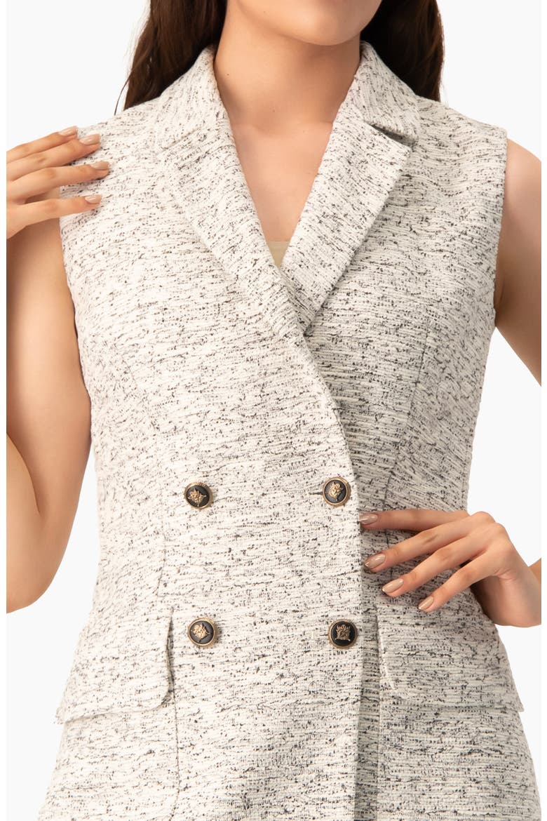 Double-Breasted Bouclé Blazer Vest, Alternate, color, Ivory