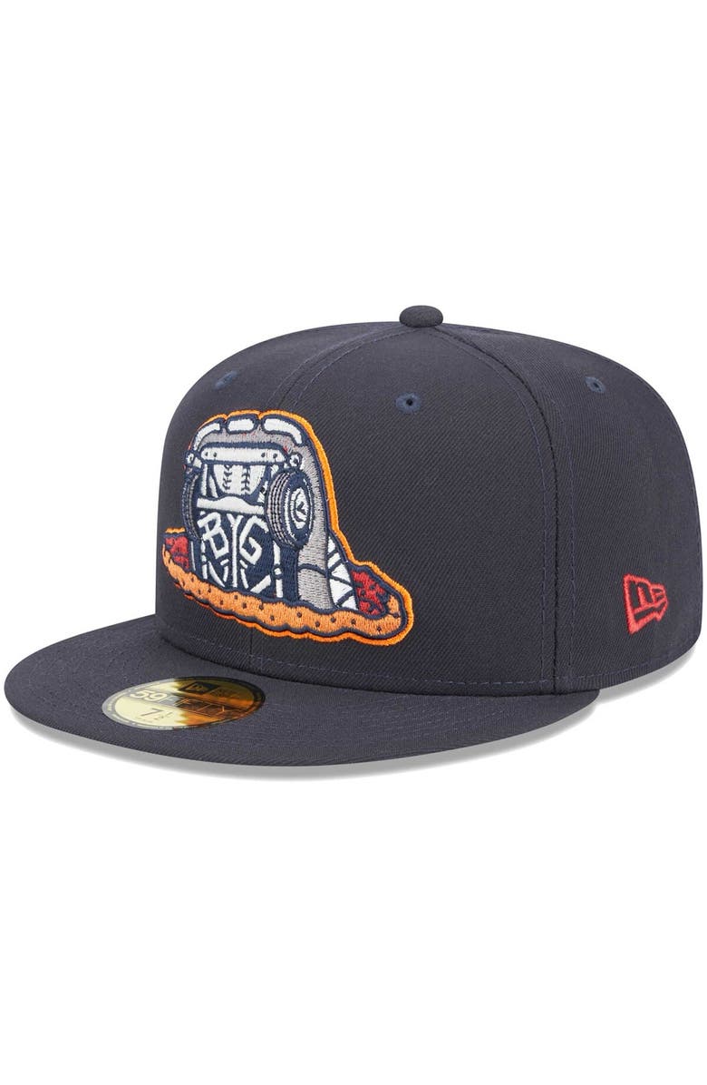 New Era Men's New Era Navy Bowling Green Hot Rods Theme Nights Bowling Green Sinkholes 59FIFTY Fitted Hat, Main, color, Navy