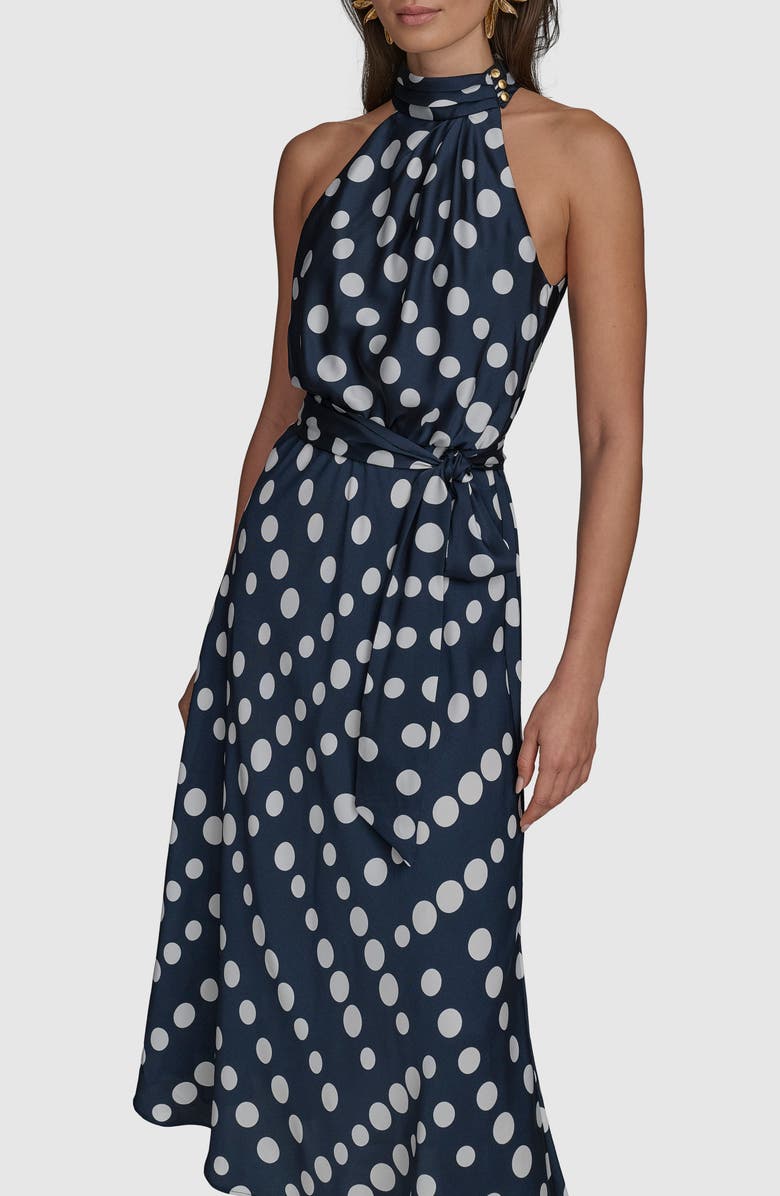 Donna Karan New York Polka Dot Midi Dress, Alternate, color, 