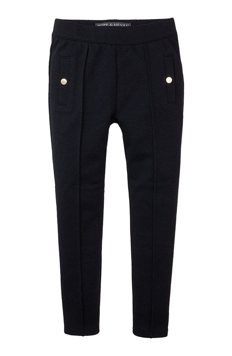 Hope & Henry Baby Girls' Pintuck Ponte Pant, Infant, Main, color, Black Pintuck