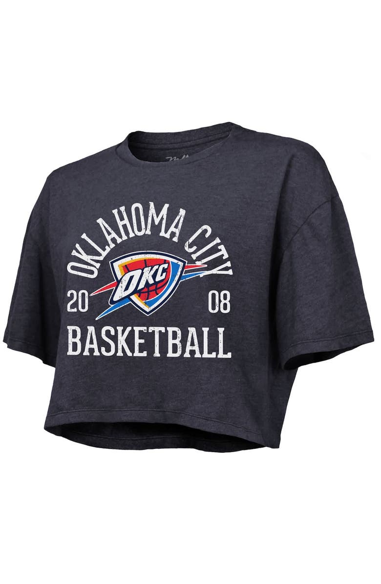 Majestic Threads Women's Majestic Threads Navy Oklahoma City Thunder Boxy Crop Top, Alternate, color, Navy