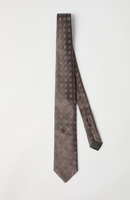 Brunello Cucinelli Silk Tie With Pattern In Brown