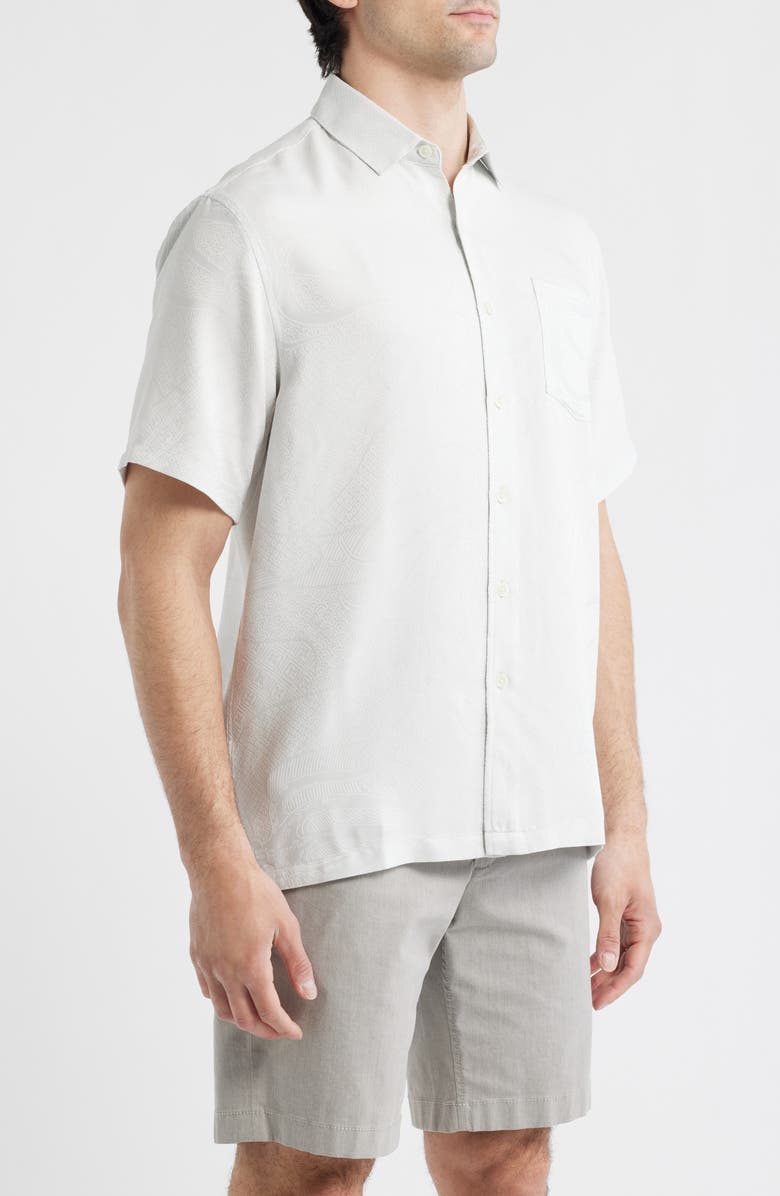 Kahala Ho'l Nalo Jacquard Short Sleeve Button-Up Shirt, Alternate, color, Shell