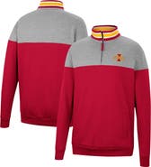 COLOSSEUM Men's Colosseum Heathered Gray/Cardinal Iowa State Cyclones Be the Ball Quarter-Zip Top