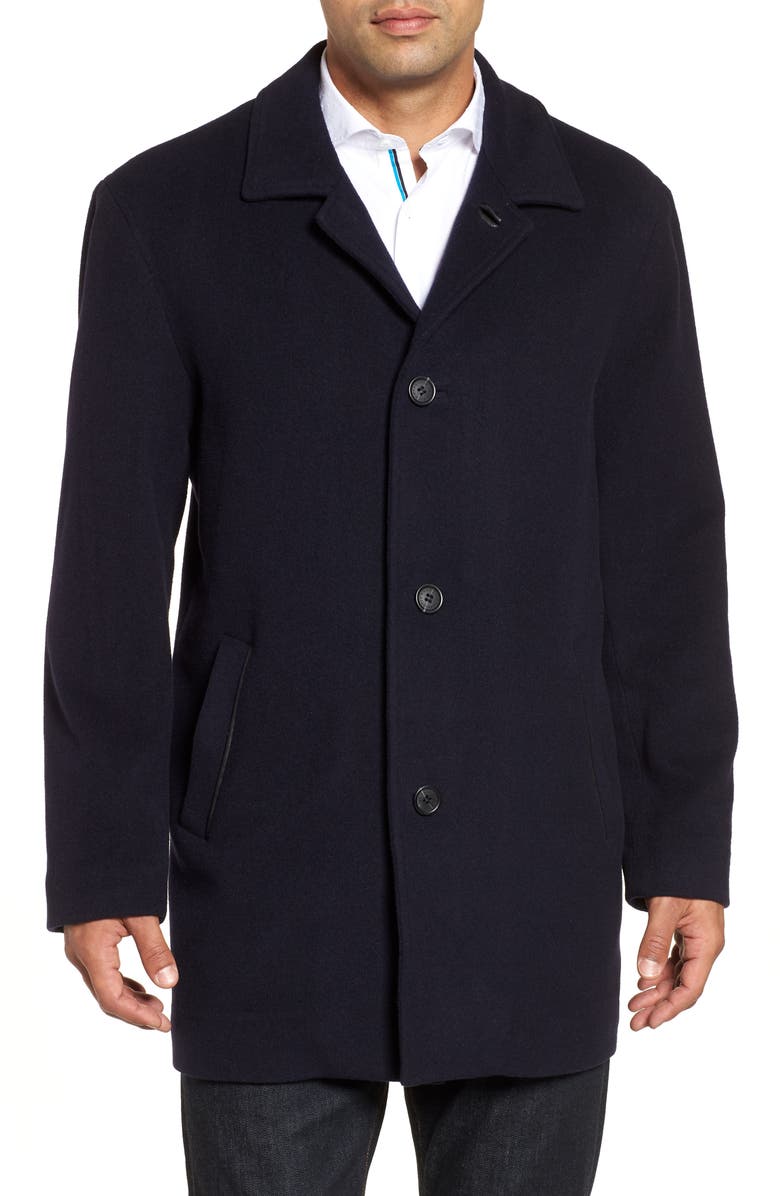 Cole Haan Wool Blend Overcoat, Main, color, Navy